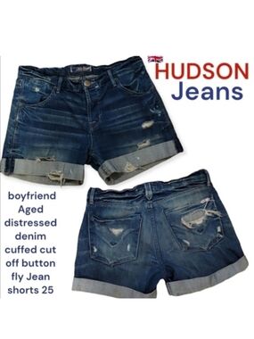 Hudson Women's W657DGG boyfriend cutoff Cuffed denim Distressed jean shorts 25